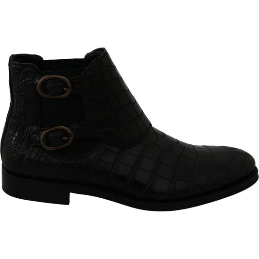 Dolce & Gabbana Black Crocodile Leather Derby Boots Shoes13% Viscose,1728,67345645728,Ankle - Boots - Shoes,Black,Boots - Men - Shoes,Boots - Shoes,Dolce & Gabbana,EU39/US6,EU40/US7,EU41/US8,EU44/US11,Material: 74% Crocodile,Men,Men - Shoes,New with tags,