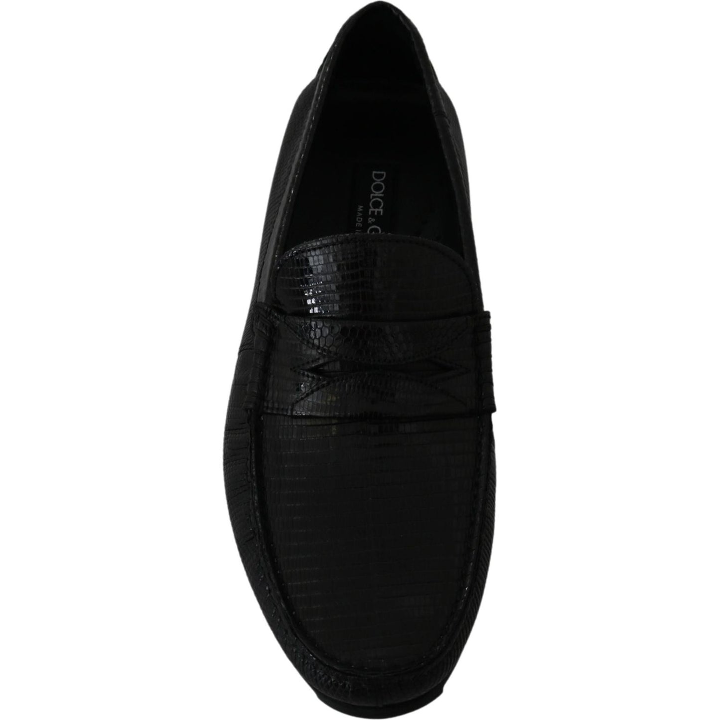 Dolce & Gabbana Black Lizard Leather Flat Loafers Shoes1728,67345645728,Black,Dolce & Gabbana,EU39/US6,Loafers - Men - Shoes,Loafers - Shoes,Material: 100% Lizard skin Leather,Men,Men - Shoes,New with tags,Shoes,Slip-On Loafers - Loafers - Shoes