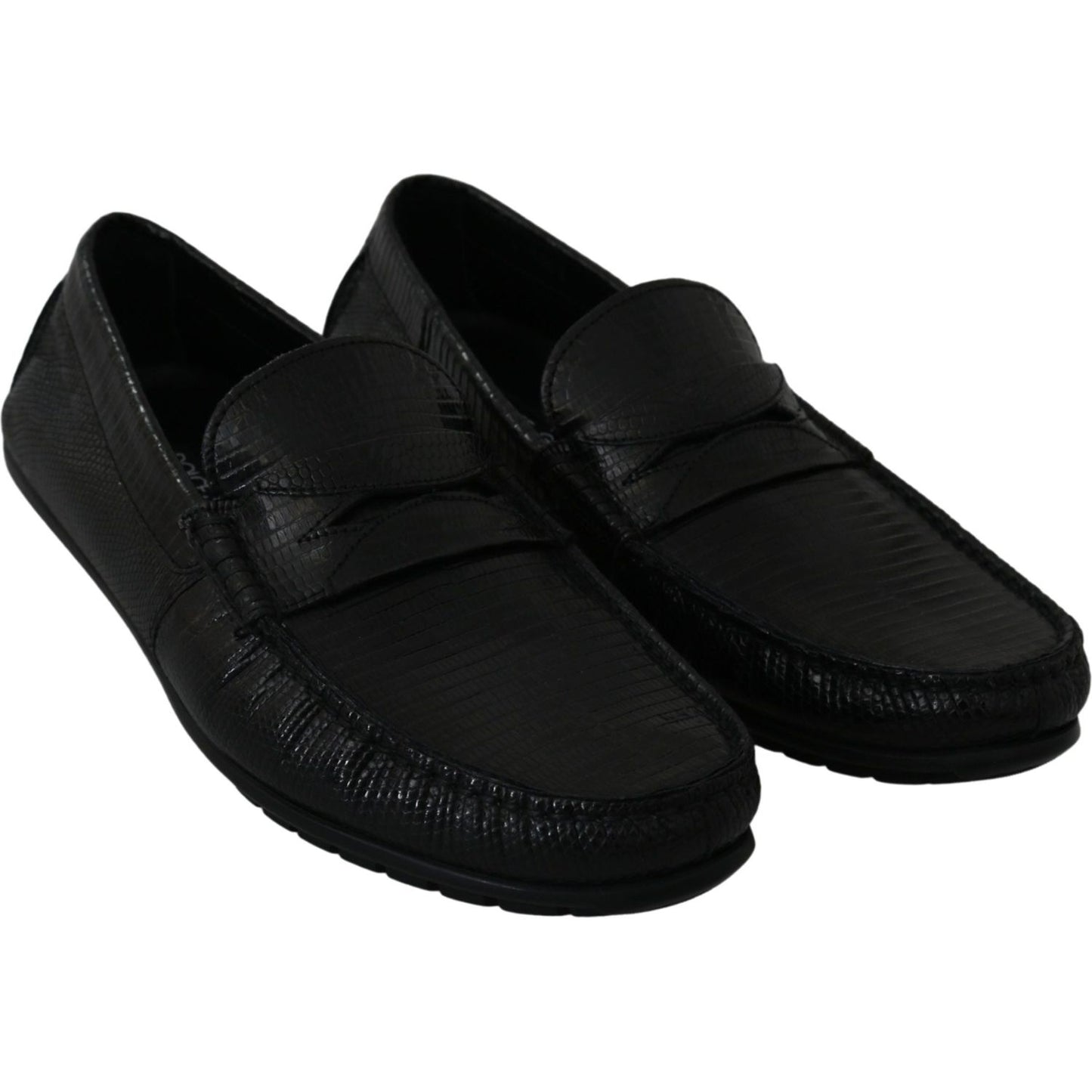 Dolce & Gabbana Black Lizard Leather Flat Loafers Shoes1728,67345645728,Black,Dolce & Gabbana,EU39/US6,Loafers - Men - Shoes,Loafers - Shoes,Material: 100% Lizard skin Leather,Men,Men - Shoes,New with tags,Shoes,Slip-On Loafers - Loafers - Shoes