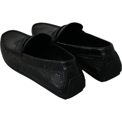 Dolce & Gabbana Black Lizard Leather Flat Loafers Shoes1728,67345645728,Black,Dolce & Gabbana,EU39/US6,Loafers - Men - Shoes,Loafers - Shoes,Material: 100% Lizard skin Leather,Men,Men - Shoes,New with tags,Shoes,Slip-On Loafers - Loafers - Shoes