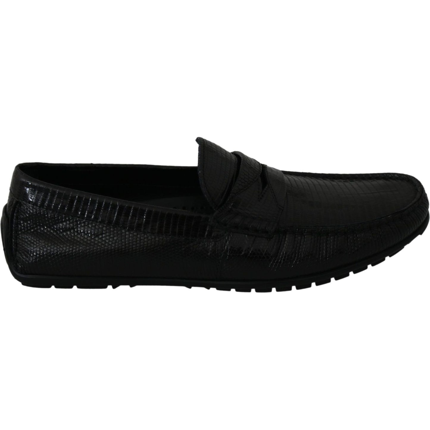 Dolce & Gabbana Black Lizard Leather Flat Loafers Shoes1728,67345645728,Black,Dolce & Gabbana,EU39/US6,Loafers - Men - Shoes,Loafers - Shoes,Material: 100% Lizard skin Leather,Men,Men - Shoes,New with tags,Shoes,Slip-On Loafers - Loafers - Shoes