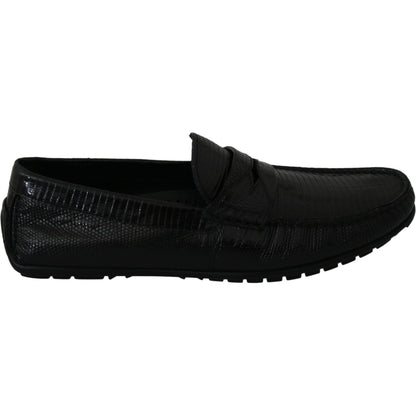 Dolce & Gabbana Black Lizard Leather Flat Loafers Shoes1728,67345645728,Black,Dolce & Gabbana,EU39/US6,Loafers - Men - Shoes,Loafers - Shoes,Material: 100% Lizard skin Leather,Men,Men - Shoes,New with tags,Shoes,Slip-On Loafers - Loafers - Shoes