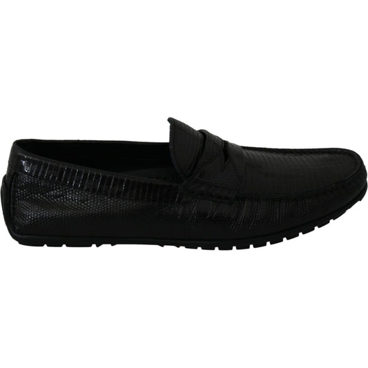 Dolce & Gabbana Black Lizard Leather Flat Loafers Shoes1728,67345645728,Black,Dolce & Gabbana,EU39/US6,Loafers - Men - Shoes,Loafers - Shoes,Material: 100% Lizard skin Leather,Men,Men - Shoes,New with tags,Shoes,Slip-On Loafers - Loafers - Shoes