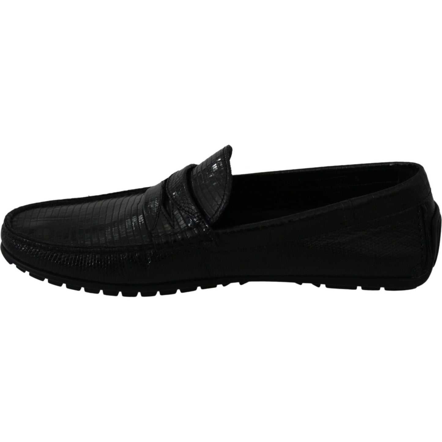 Dolce & Gabbana Black Lizard Leather Flat Loafers Shoes1728,67345645728,Black,Dolce & Gabbana,EU39/US6,Loafers - Men - Shoes,Loafers - Shoes,Material: 100% Lizard skin Leather,Men,Men - Shoes,New with tags,Shoes,Slip-On Loafers - Loafers - Shoes