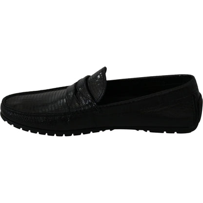 Dolce & Gabbana Black Lizard Leather Flat Loafers Shoes1728,67345645728,Black,Dolce & Gabbana,EU39/US6,Loafers - Men - Shoes,Loafers - Shoes,Material: 100% Lizard skin Leather,Men,Men - Shoes,New with tags,Shoes,Slip-On Loafers - Loafers - Shoes