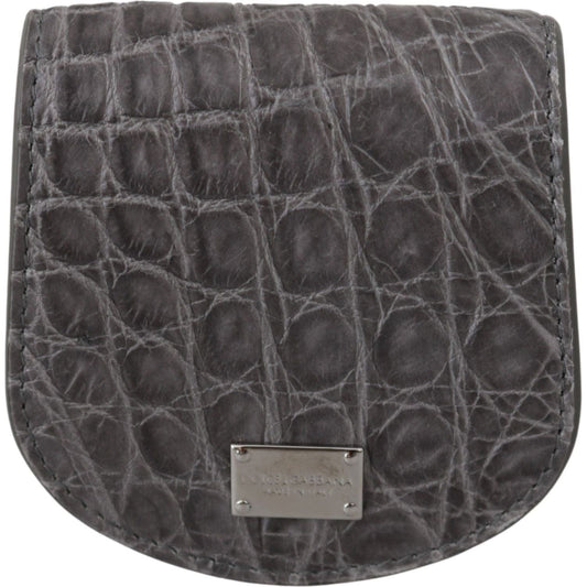 Dolce & Gabbana leather condom case in gray exotic skin, luxury pocket wallet for discerning individuals.