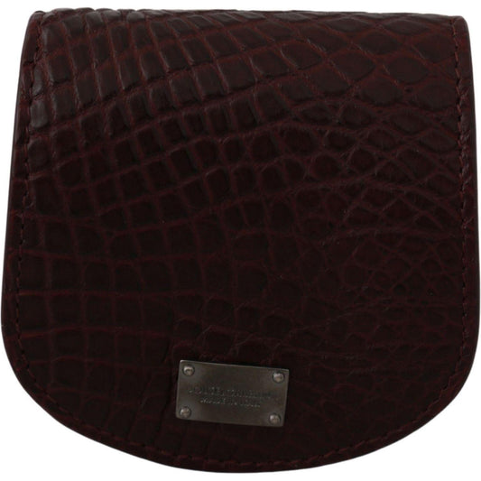 Dolce & Gabbana Condom Coin Case in brown caimano leather with snap button closure and logo details, exclusive men's accessory.