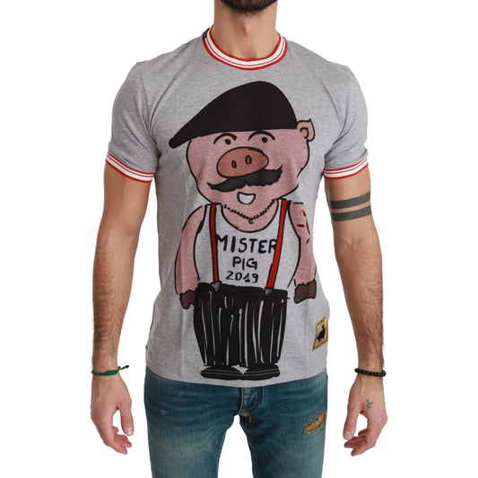Dolce & Gabbana Gray Cotton Top 2019 Year of the Pig T-shirt1728,67345645728,Clothing,Dolce & Gabbana,Gray,IT44 | XS,IT46 | S,Material: 100% Cotton,Men,Men - Clothing,New with tags,T-Shirts - Clothing,T-Shirts - Men - Clothing,T-Shirts - T-Shirts - Clothi