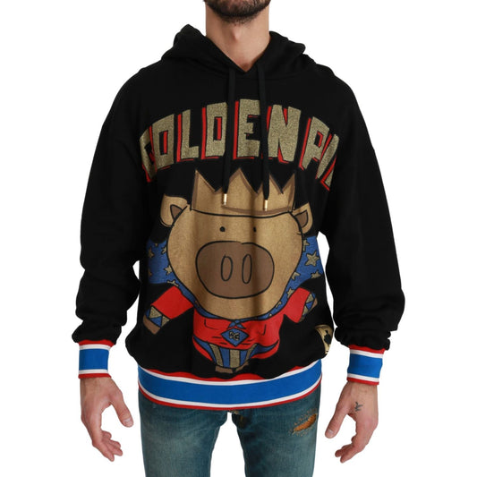 Dolce & Gabbana Black Sweater Pig of the Year Hooded1728,67345645728,Black,Clothing,Dolce & Gabbana,Hoodies - Sweaters - Clothing,IT44 | XS,Material: 100% Cotton,Men,Men - Clothing,New with tags,Sweaters - Clothing,Sweaters - Men - Clothing