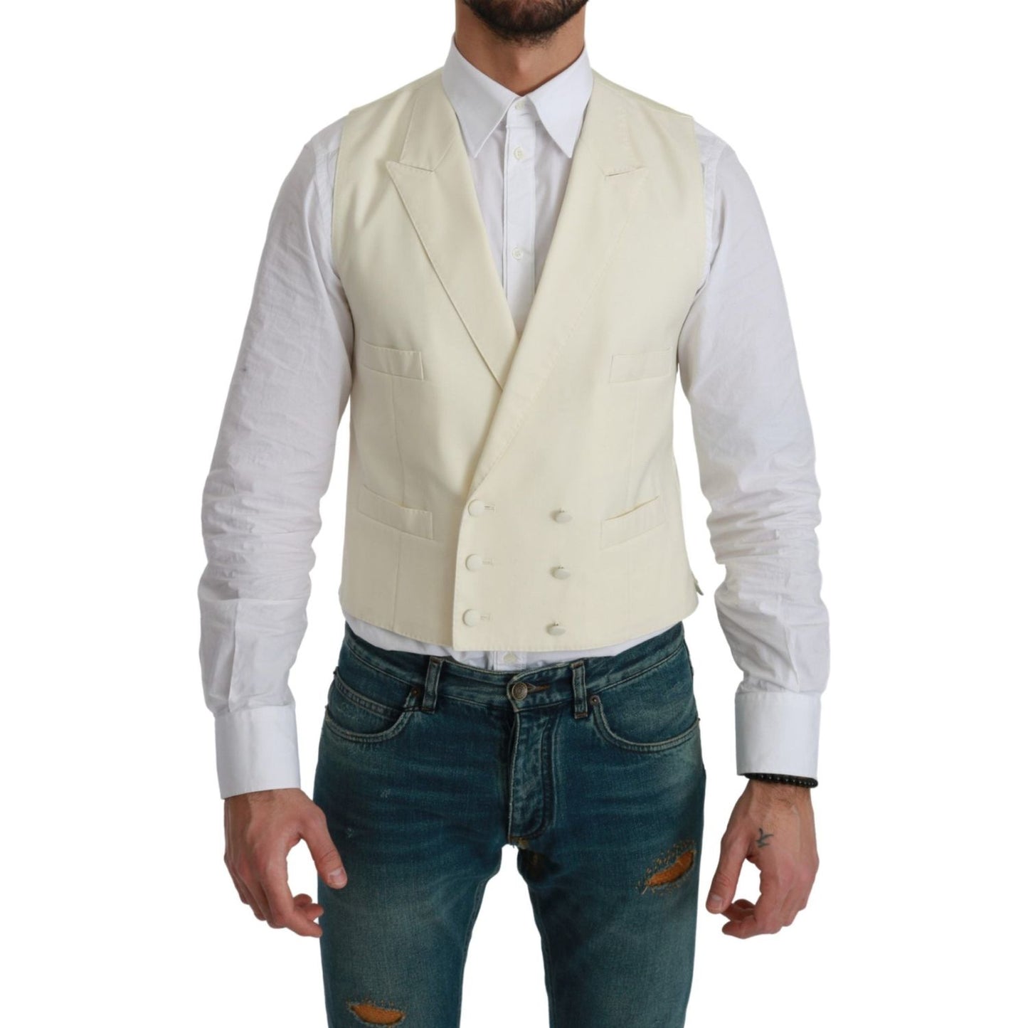 Dolce & Gabbana White Waistcoat Formal Wool Vest 1728,67345645728,Clothing,Dolce & Gabbana,IT44 | XS,IT46 | S,IT52 | L,IT60 | 3XL,Material: 100% Virgin Wool,Men,Men - Clothing,New with tags,Suits & Blazers - Clothing,Vests - Men - Clothing,Waistcoats - Su