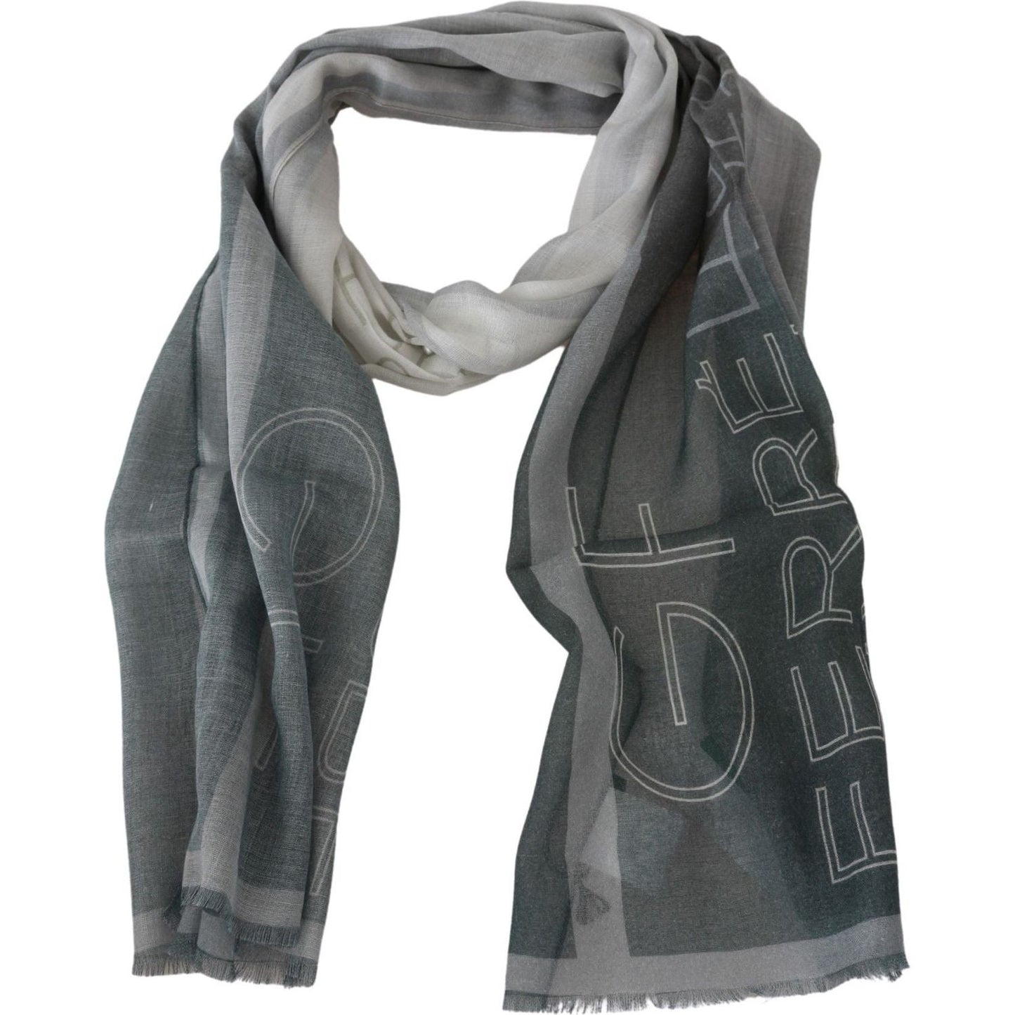 GF Ferre Gray Wool Viscose Foulard Patterned Branded Scarf1728,67345645728,80% Viscose,Accessories,Blue,Foulards - Scarves - Accessories,GF Ferre,Material: 20% Wool,New with tags,Scarves - Accessories,Scarves - Women - Accessories,Women,Women - Accessorie