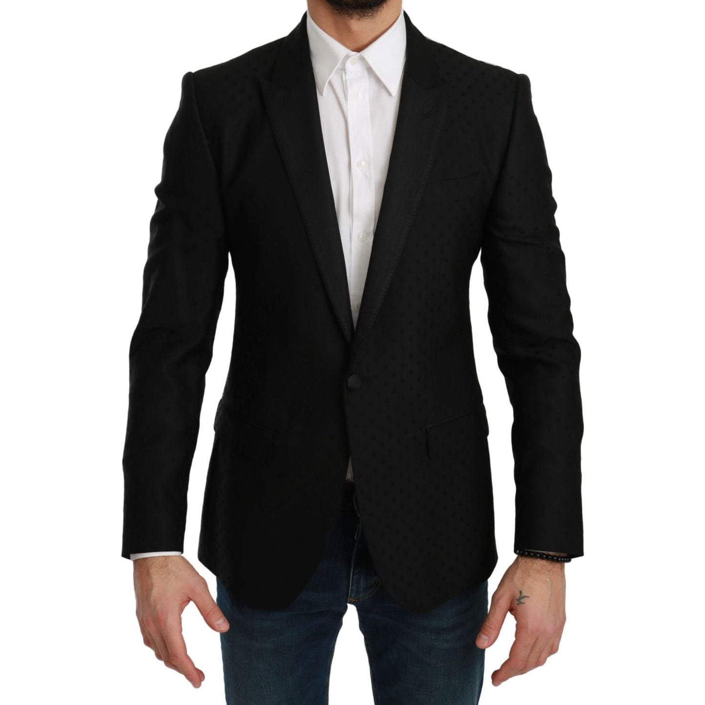 Dolce & Gabbana Black Slim Fit Coat Jacket MARTINI Blazer 1728,67345645728,Black,Blazers - Men - Clothing,Blazers - Suits & Blazers - Clothing,Clothing,Dolce & Gabbana,IT46 | S,Material: 50% Virgin Wool 50% Rayon,Men,Men - Clothing,New with tags,Suits & B