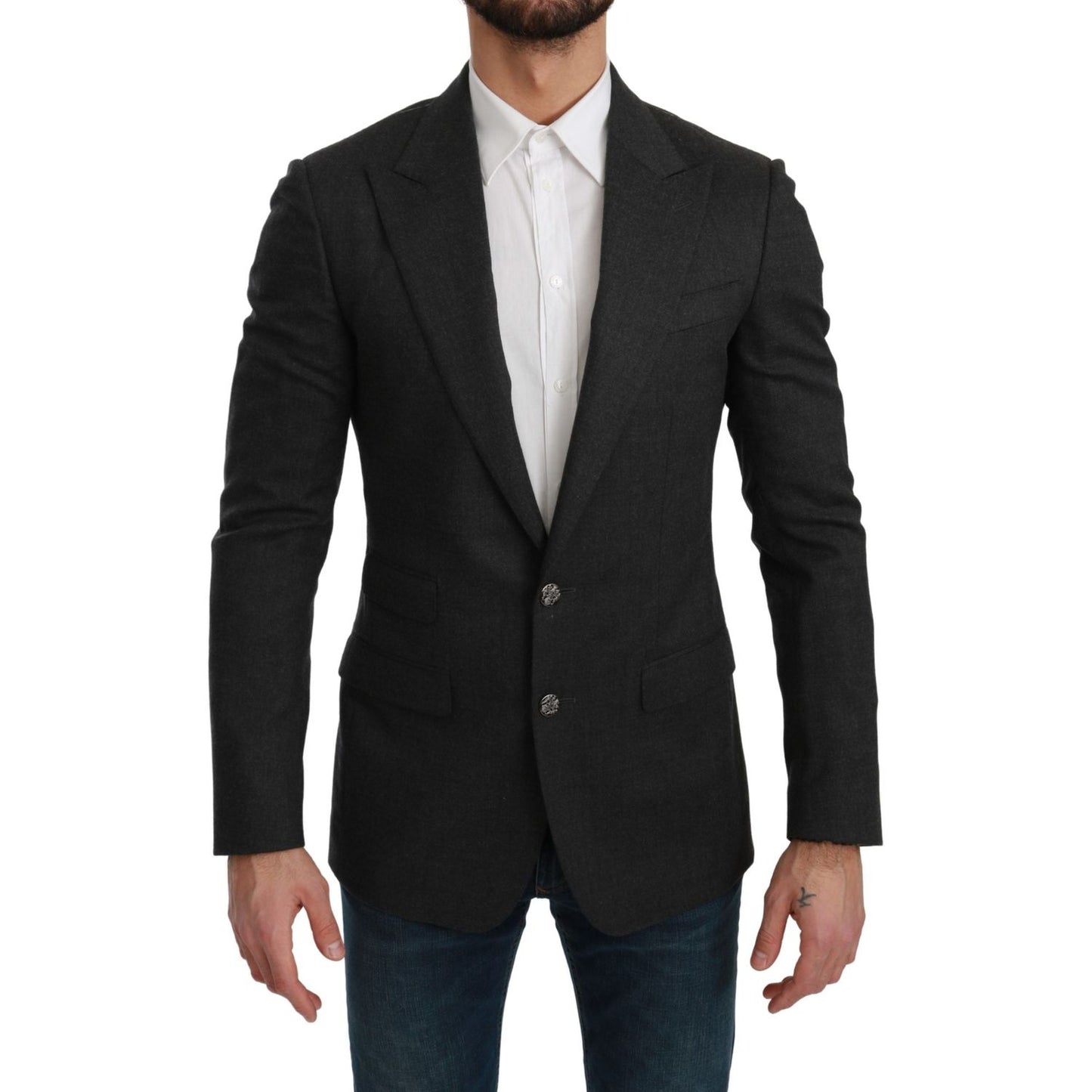 Dolce & Gabbana Gray NAPOLI Slim Fit Jacket Wool Blazer1728,67345645728,Blazers - Men - Clothing,Blazers - Suits & Blazers - Clothing,Clothing,Dolce & Gabbana,Gray,IT46 | S,Material: 88% Wool 8% Nylon 3% Cashmere 1% Elastane,Men,Men - Clothing,New with ta
