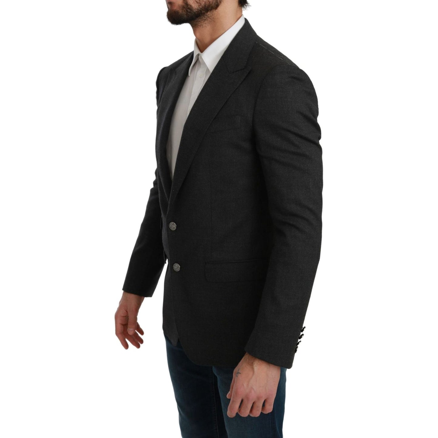 Dolce & Gabbana Gray NAPOLI Slim Fit Jacket Wool Blazer1728,67345645728,Blazers - Men - Clothing,Blazers - Suits & Blazers - Clothing,Clothing,Dolce & Gabbana,Gray,IT46 | S,Material: 88% Wool 8% Nylon 3% Cashmere 1% Elastane,Men,Men - Clothing,New with ta