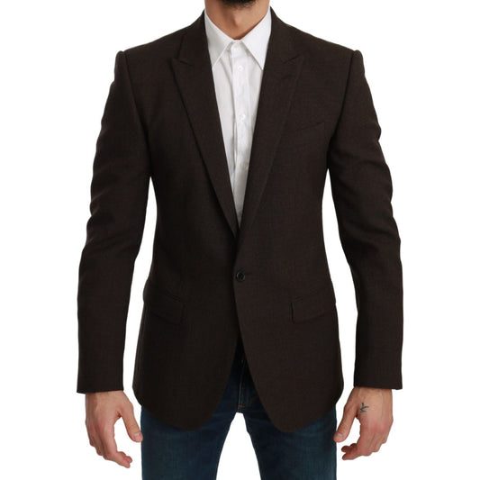 Dolce & Gabbana Brown Slim Fit Coat Jacket MARTINI Blazer1728,67345645728,Blazers - Men - Clothing,Blazers - Suits & Blazers - Clothing,Brown,Clothing,Dolce & Gabbana,IT48 | M,Material: 100% Virgin Wool,Men,Men - Clothing,New with tags,Suits & Blazers - C