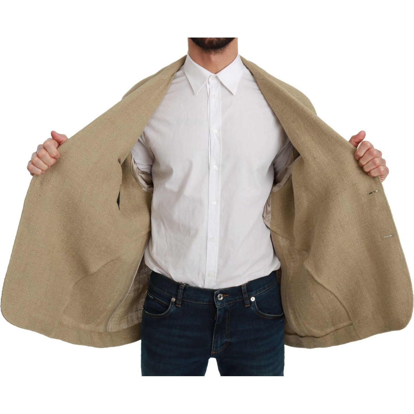 Dolce & Gabbana Beige Jacket Coat 100% Jute Blazer Coat1728,67345645728,Beige,Blazers - Men - Clothing,Clothing,Coats - Jackets & Coats - Clothing,Dolce & Gabbana,IT48 | L,Jackets & Coats - Clothing,Material: 100% Jute,Men,Men - Clothing,New with tags