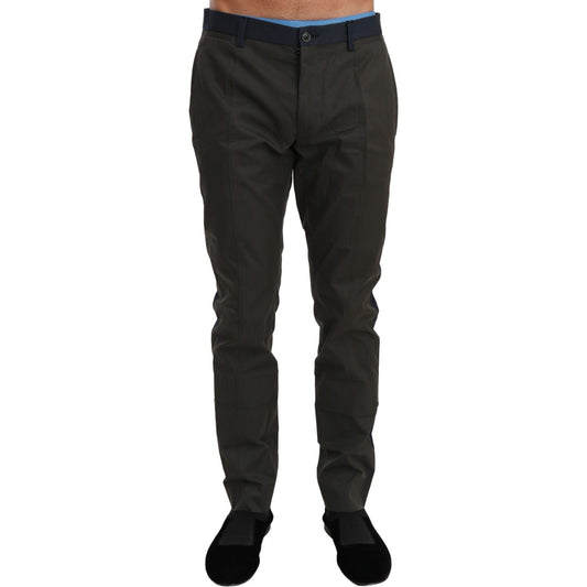 Dolce & Gabbana Blue Gray Stripes Trouser Cotton Pants1728,67345645728,Clothing,Dolce & Gabbana,Dress Pants - Pants - Clothing,Gray,IT44 | XS,IT48 | M,Jeans & Pants - Men - Clothing,Material: 69% Cotton 31% Nylon,Men,Men - Clothing,New with tags,Pants - C