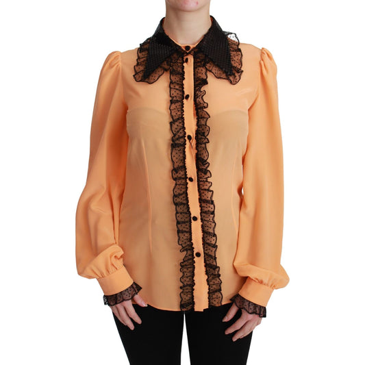 Dolce & Gabbana Yellow Silk Sequin Lace Blouse Shirt TSH4662-36