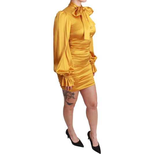 Dolce & Gabbana Yellow Silk Stretch Sheath Bodycon Mini Dress DR2555-40