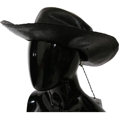 Costume National Black Wide Brim Cowboy Solid Hat1728,58 cm|M,67345645728,Accessories,Black,Costume National,Hats - Accessories,Hats - Women - Accessories,Material: Straw,New with tags,Sunhats - Hats - Accessories,Women,Women - Accessories