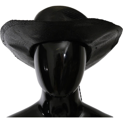 Costume National Black Wide Brim Cowboy Solid Hat1728,58 cm|M,67345645728,Accessories,Black,Costume National,Hats - Accessories,Hats - Women - Accessories,Material: Straw,New with tags,Sunhats - Hats - Accessories,Women,Women - Accessories