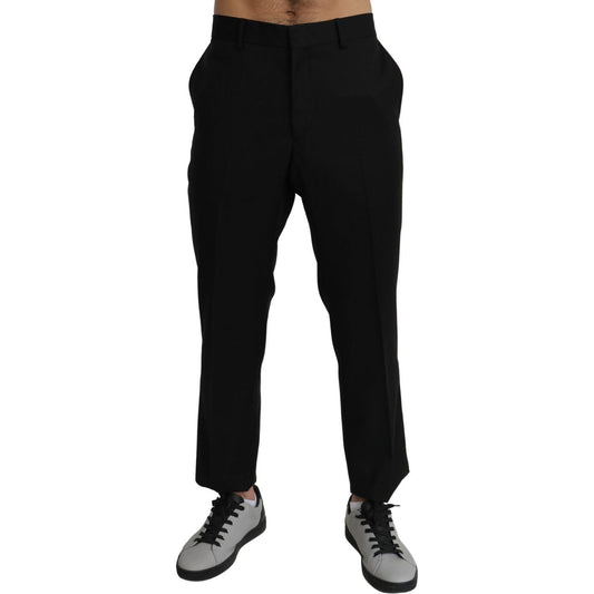 Dolce & Gabbana Black Cotton Wool Formal Dress Pants1728,30% Polyester,67345645728,Black,Clothing,Dolce & Gabbana,Dress Pants - Pants - Clothing,IT56 | XL,Jeans & Pants - Men - Clothing,Material: 70% Wool,Men,Men - Clothing,New with tags,Pants - Clothing