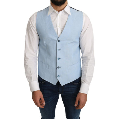 Dolce & Gabbana Blue Viscose Stretch Formal Coat Vest 1728,67345645728,Blue,Clothing,cotton,Dolce & Gabbana,elastane blend,IT48 | M,Material: Wool,Men,Men - Clothing,New with tags,Suits & Blazers - Clothing,Vests - Men - Clothing,viscose,Waistcoats - Suit