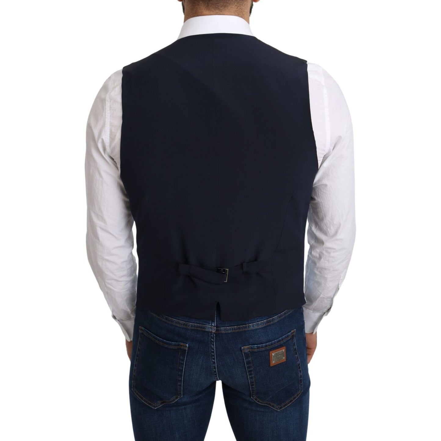 Dolce & Gabbana Blue Viscose Stretch Formal Coat Vest 1728,67345645728,Blue,Clothing,cotton,Dolce & Gabbana,elastane blend,IT48 | M,Material: Wool,Men,Men - Clothing,New with tags,Suits & Blazers - Clothing,Vests - Men - Clothing,viscose,Waistcoats - Suit