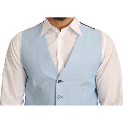 Dolce & Gabbana Blue Viscose Stretch Formal Coat Vest 1728,67345645728,Blue,Clothing,cotton,Dolce & Gabbana,elastane blend,IT48 | M,Material: Wool,Men,Men - Clothing,New with tags,Suits & Blazers - Clothing,Vests - Men - Clothing,viscose,Waistcoats - Suit