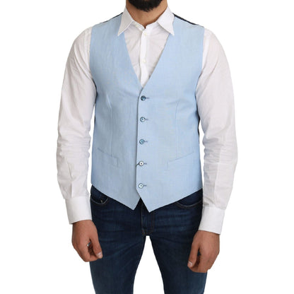 Dolce & Gabbana Blue Viscose Stretch Formal Coat Vest 1728,67345645728,Blue,Clothing,cotton,Dolce & Gabbana,elastane blend,IT48 | M,Material: Wool,Men,Men - Clothing,New with tags,Suits & Blazers - Clothing,Vests - Men - Clothing,viscose,Waistcoats - Suit