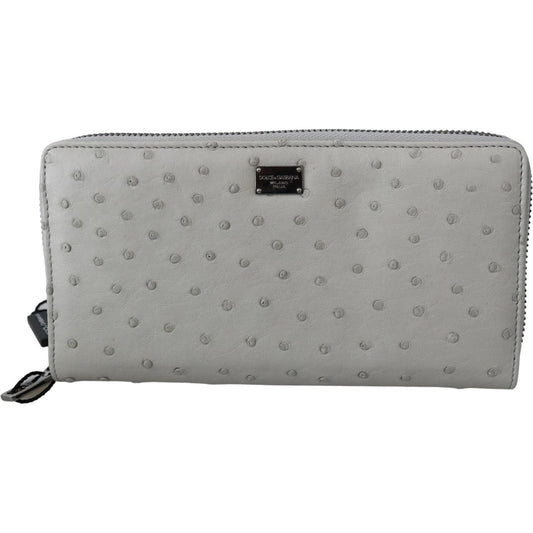 Dolce & Gabbana White Ostrich Leather Continental Mens Clutch Wallet1728,67345645728,Accessories,Bags,Dolce & Gabbana,Gray,Material: 100% Ostrich Leather,Men,Men - Bags,New with tags,Wallets - Accessories,Wallets - Men - Bags,Wallets - Wallets - Accessori