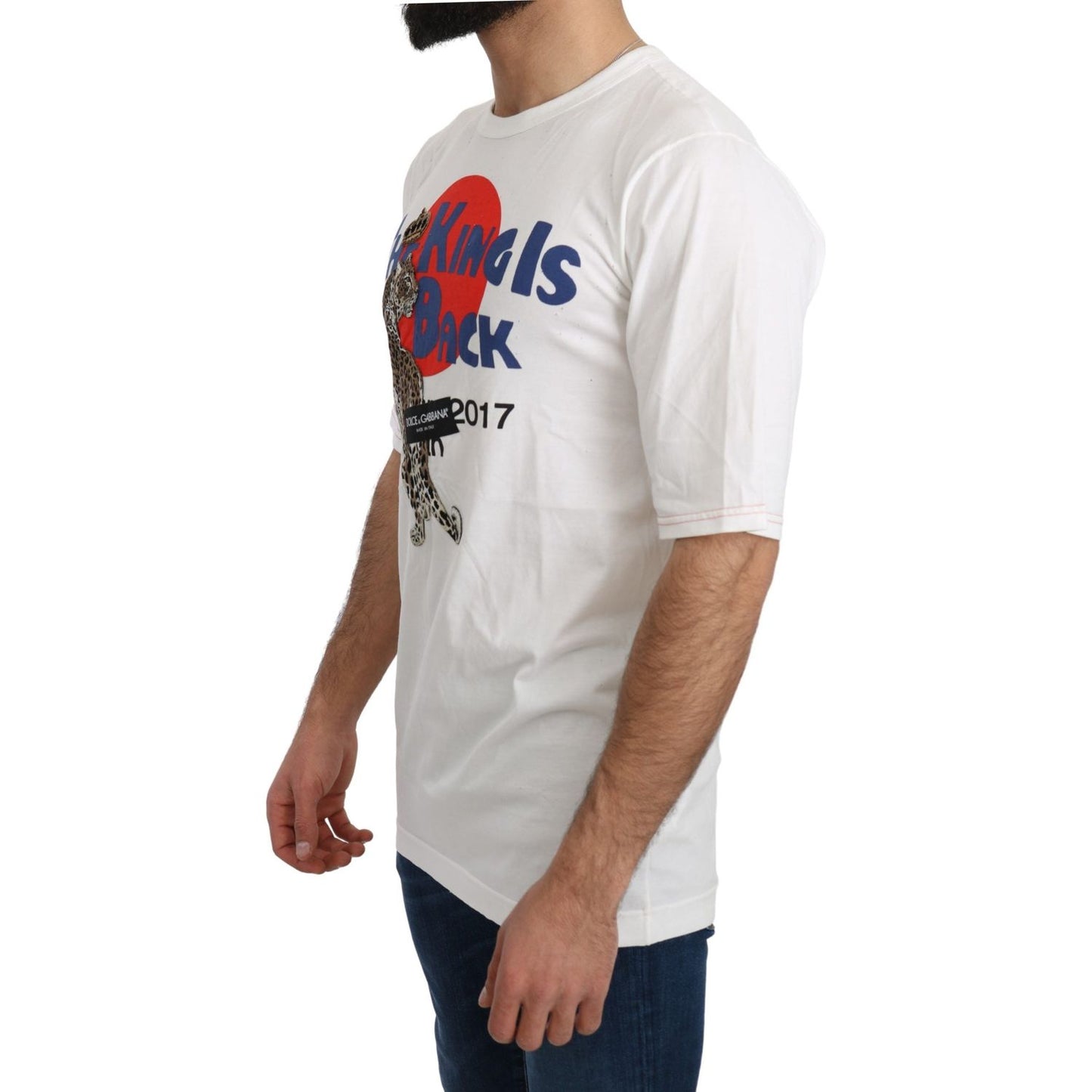 Dolce & Gabbana White Leopard Royal Top T-shirt1728,67345645728,Clothing,Dolce & Gabbana,IT46 | S,Material: 100% Cotton,Men,Men - Clothing,New with tags,T-Shirts - Clothing,T-Shirts - Men - Clothing,T-Shirts - T-Shirts - Clothing,White