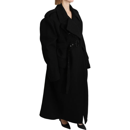 Dolce & Gabbana Virgin Wool Black Blazer Trenchcoat Jacket JKT2638-40