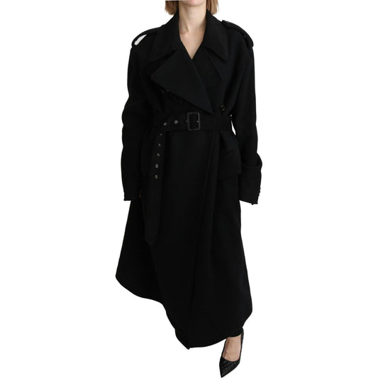 Dolce & Gabbana Virgin Wool Black Blazer Trenchcoat Jacket JKT2638-40
