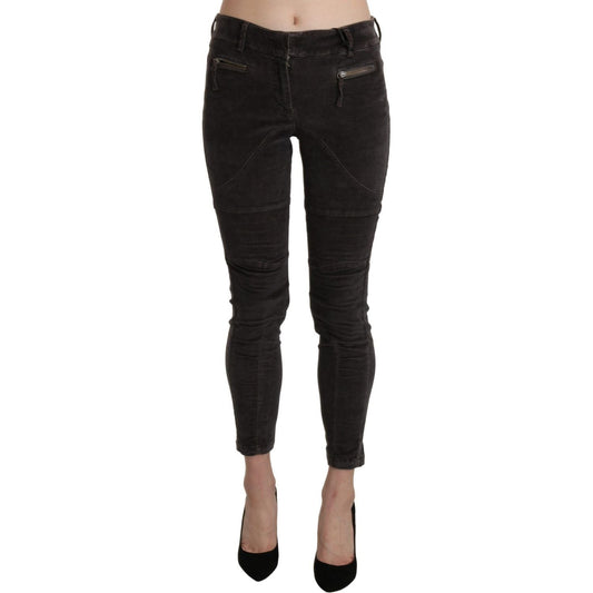 Ermanno Scervino Brown Velvet Capri Cropped Cotton Pants