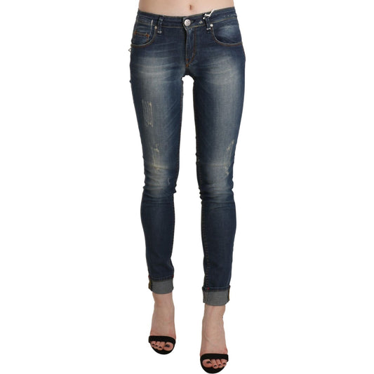 Acht Blue Washed Low Waist Skinny Cropped Denim Trouser 1728,67345645728,Acht,Blue,Clothing,Jeans & Pants - Women - Clothing,Jeans Denim - Clothing,Material: Cotton,New with tags,Skinny Jeans - Jeans Denim - Clothing,W26,Women,Women - Clothing