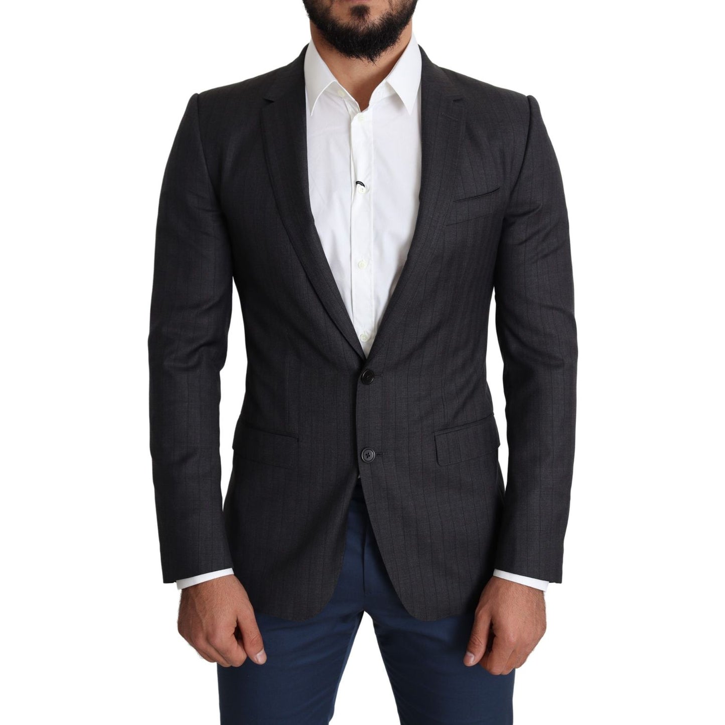 Dolce & Gabbana Dark Gray Wool Single Breasted Coat MARTINI Blazer