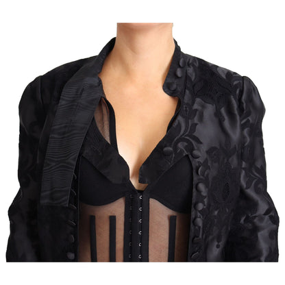 Dolce & Gabbana Black Lace Sheer Corset Organza Silk Jacket 1728,67345645728,Black,Blazers - Suits & Blazers - Clothing,Clothing,Coats - Jackets & Coats - Clothing,Dolce & Gabbana,IT46|XL,Jackets & Coats - Clothing,Jackets & Coats - Women - Clothing,New w