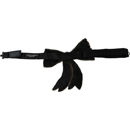 Dolce & Gabbana Gold Tone Silk Rhinestone Embellished Women Bowtie SMY100469