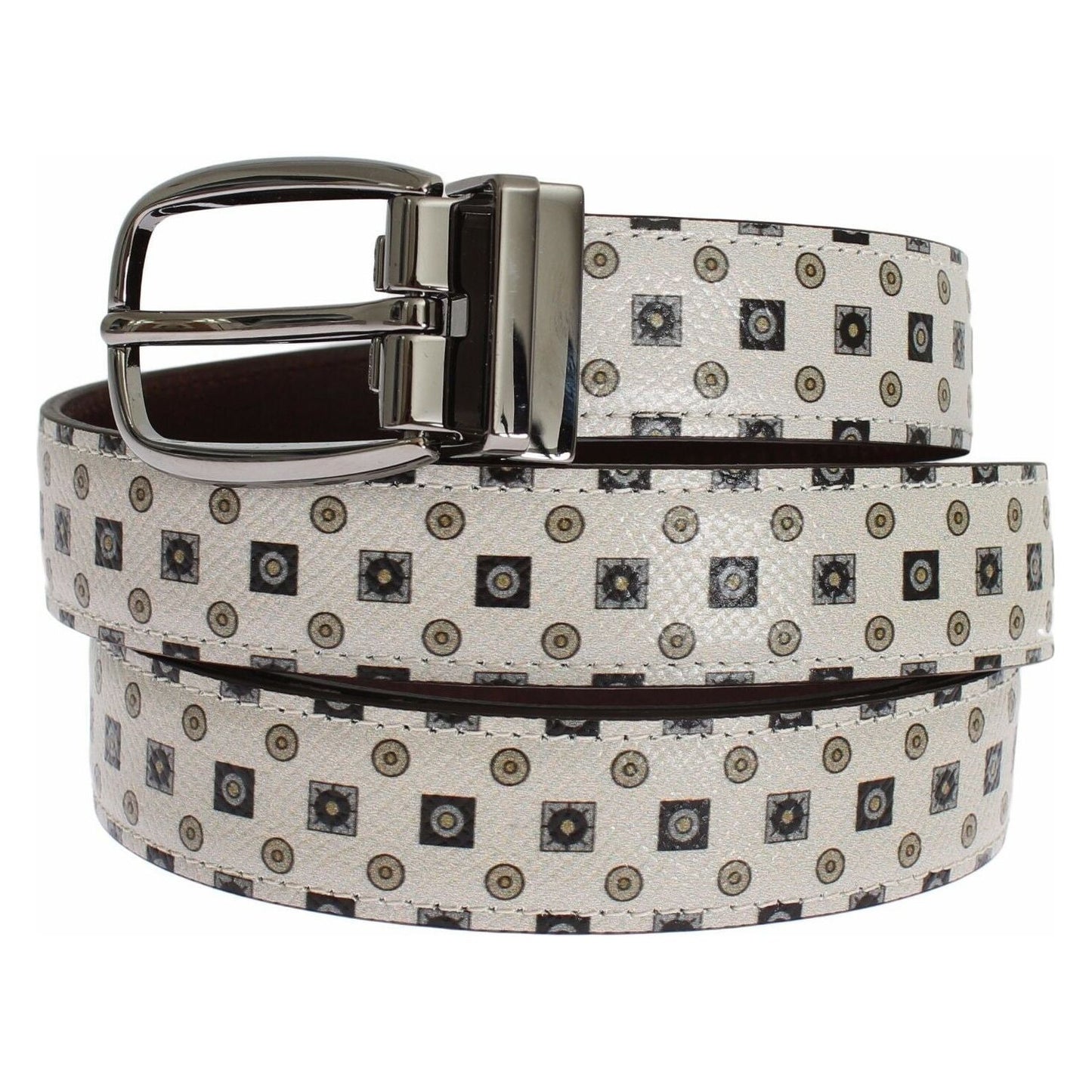 Dolce & Gabbana White Silk Bowtie Leather Men Belt Gift Box