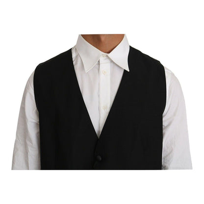 Dolce & Gabbana Black Solid Wool Silk Vest1728,2% Polyester,67345645728,8% Silk,Black,Clothing,Dolce & Gabbana,IT44 | XS,IT46 | S,IT48 | M,Material: 90% Wool,Men,Men - Clothing,New with tags,Suits & Blazers - Clothing,Vests - Men - Clothing,Waistcoats - S
