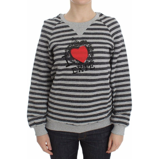 Exte Gray Striped Cotton Crewneck Sweater1728,5% Nylon,5% Polyester,67345645728,Clothing,Exte,Gray,IT38|XS,IT40|S,IT42|M,Material: 90% Cotton,New with tags,Sweaters - Clothing,Sweaters - Women - Clothing,Sweatshirts - Sweaters - Clothing,Women,Women - Clo