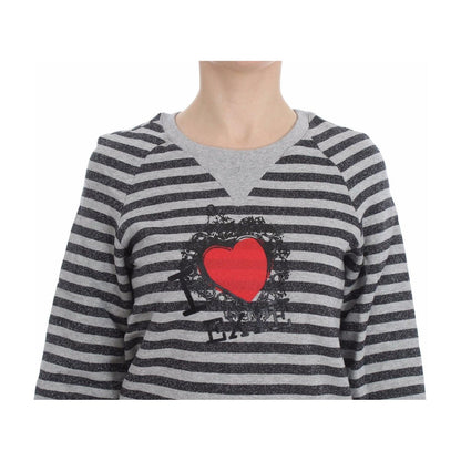 Exte Gray Striped Cotton Crewneck Sweater 1728,5% Nylon,5% Polyester,67345645728,Clothing,Exte,Gray,IT38|XS,IT40|S,IT42|M,Material: 90% Cotton,New with tags,Sweaters - Clothing,Sweaters - Women - Clothing,Sweatshirts - Sweaters - Clothing,Women,Women - Cl