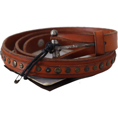 Scervino Street Brown Genuine Leather Rustic Silver Buckle Belt 1728,67345645728,85 cm / 34 Inches,Accessories,Belts - Accessories,Belts - Women - Accessories,Brown,High-Waist Belts - Belts - Accessories,Material: Leather,New with tags,Scervino Street,Wom