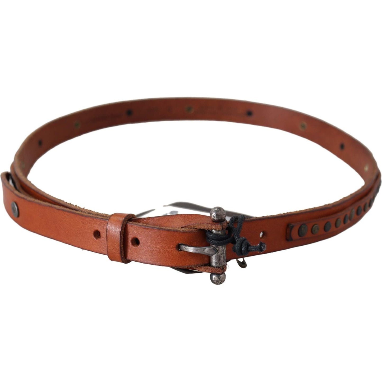 Scervino Street Brown Genuine Leather Rustic Silver Buckle Belt 1728,67345645728,85 cm / 34 Inches,Accessories,Belts - Accessories,Belts - Women - Accessories,Brown,High-Waist Belts - Belts - Accessories,Material: Leather,New with tags,Scervino Street,Wom