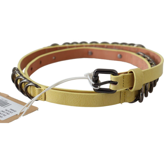 John Galliano Yellow Leather Luxury Slim Buckle Fancy Belt BEL8149-85