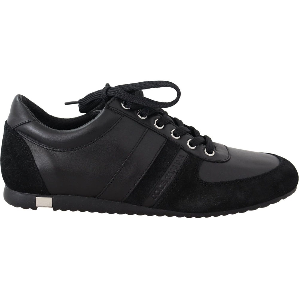 Dolce & Gabbana Black Logo Leather Casual Sneakers Shoes MV3913-39