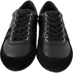 Dolce & Gabbana Black Logo Leather Casual Sneakers Shoes MV3913-39
