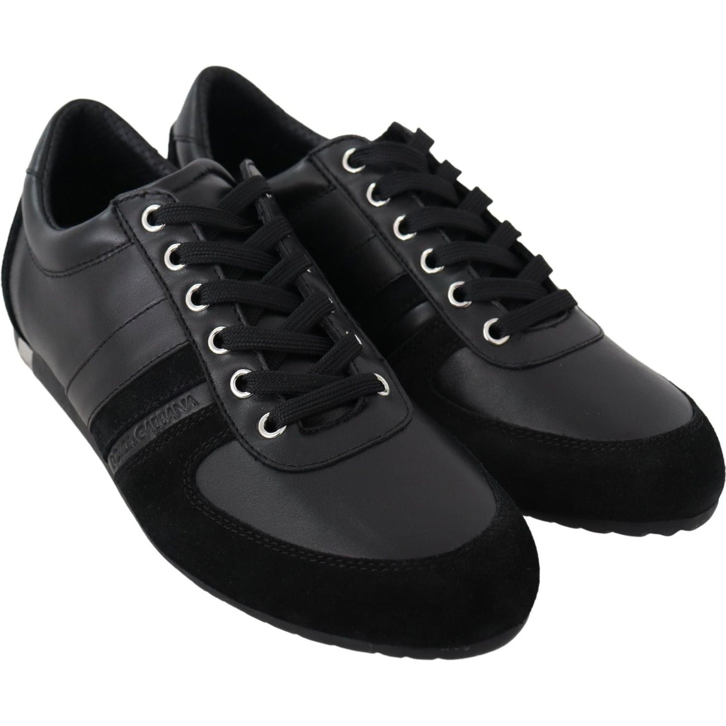 Dolce & Gabbana Black Logo Leather Casual Sneakers Shoes MV3913-39