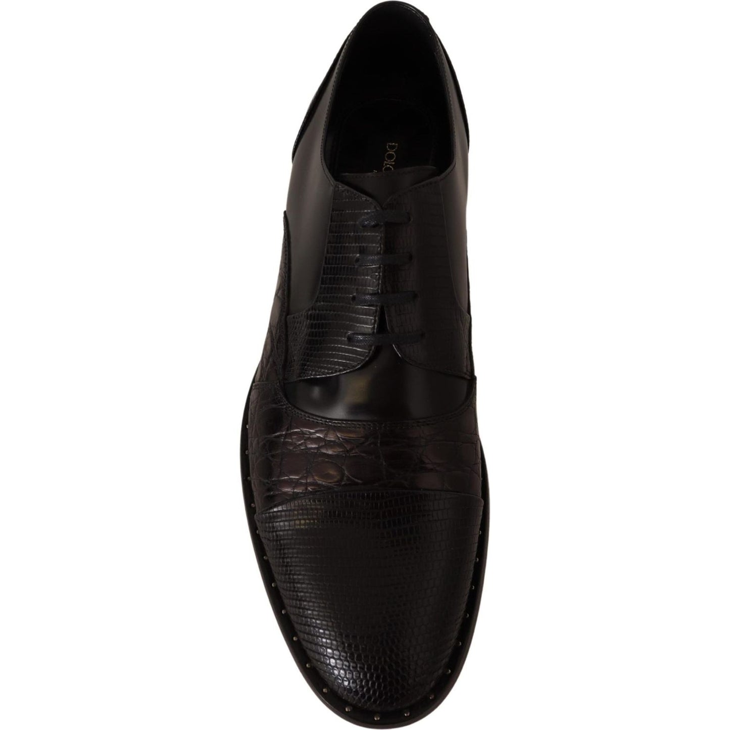Dolce & Gabbana Black Leather Exotic Skins Formal Shoes MV3970-39